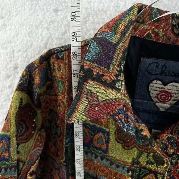 Chicos L Vintage 90s Shacket Embroidered Anniversary Collection Tapestry Beaded - Picture 11 of 16